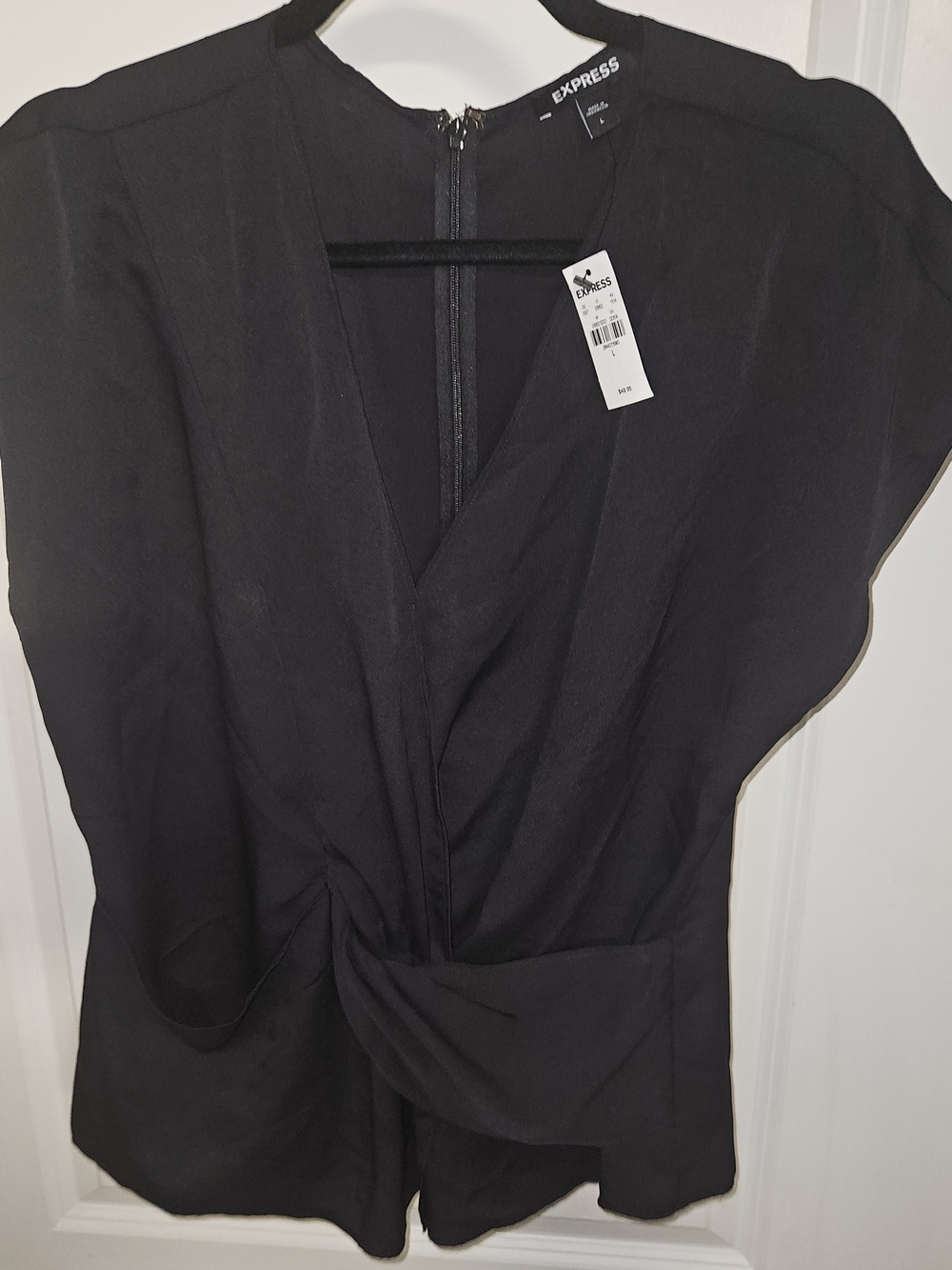 Express Black Draped Front Blouse